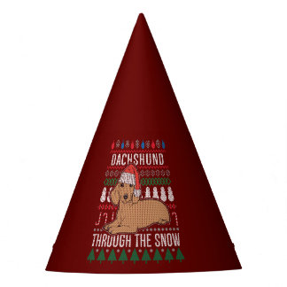 Dachshund Through The Snow Ugly Christmas Sweater Party Hat