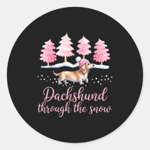 Dachshund Through The Snow Wiener Dog Christmas  Classic Round Sticker