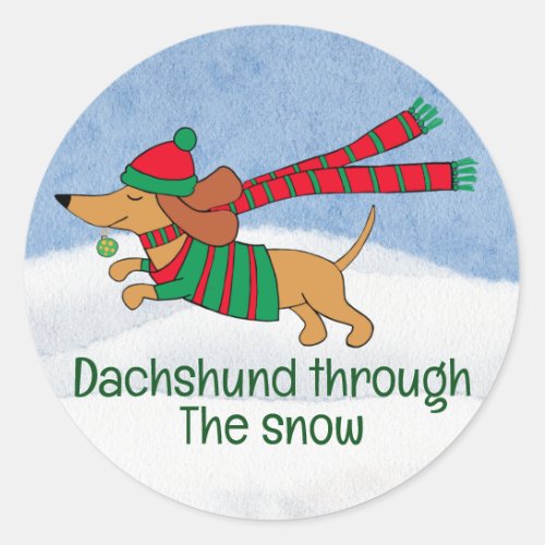 Dachshund Thru the Snow Sticker