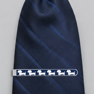 Dachshund Tie Bar Navy White