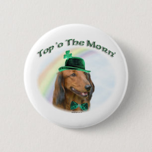 Dachshund Top of the Morn'; Dachshund St. Patrick Button