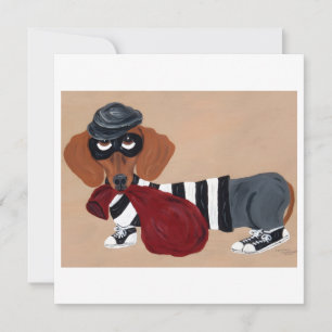 Dachshund Treat Thief Burglar Holiday Card