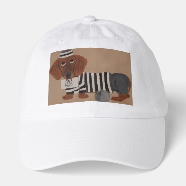  Dachshund Treat Thief Jailbird Hat (Front)