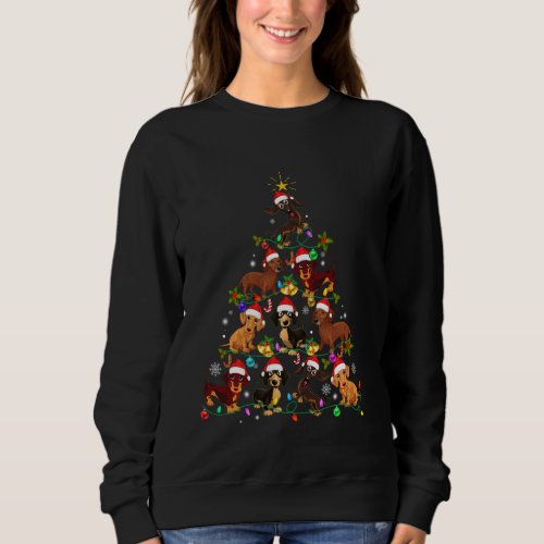 Dachshund Tree Lights Christmas Dog Pajamas Xmas Sweatshirt