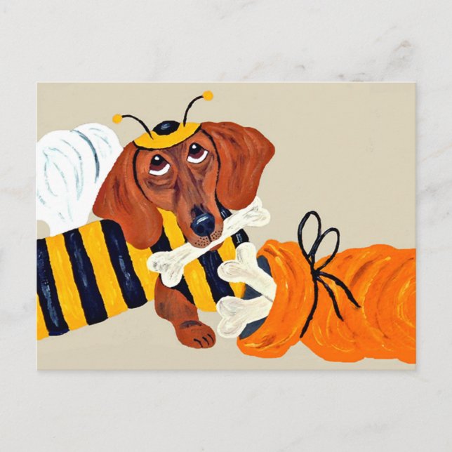 Dachshund Trick Or Treat Postcard (Front)