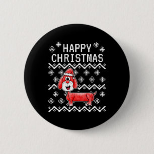 Dachshund Ugly Christmas Dog Button