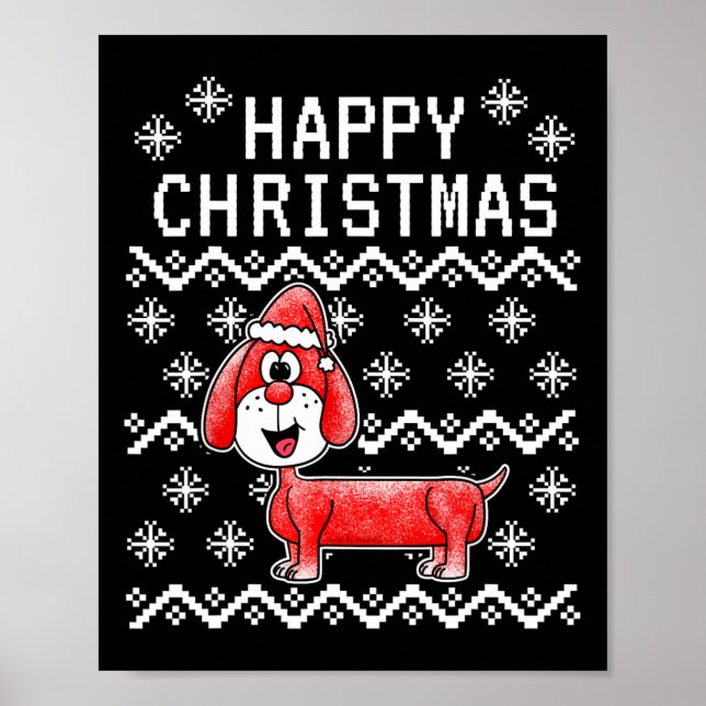 Dachshund Ugly Christmas Dog  Poster (Front)