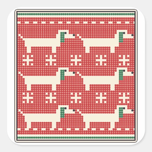 Dachshund Ugly Christmas Sweater Knit Pattern Square Sticker
