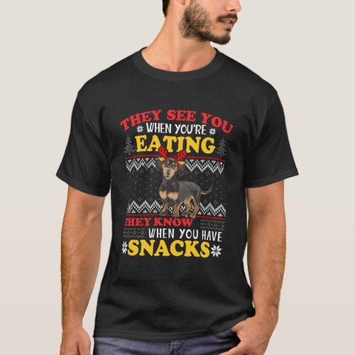Dachshund Ugly Christmas They See YouRe Eating Xm T_Shirt