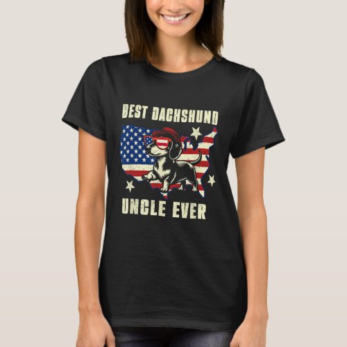 Dachshund Uncle Ever American Flag 4th Of July  T_Shirt