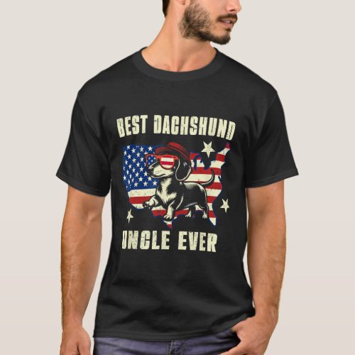 Dachshund Uncle Ever American Flag 4th Of July  T_Shirt