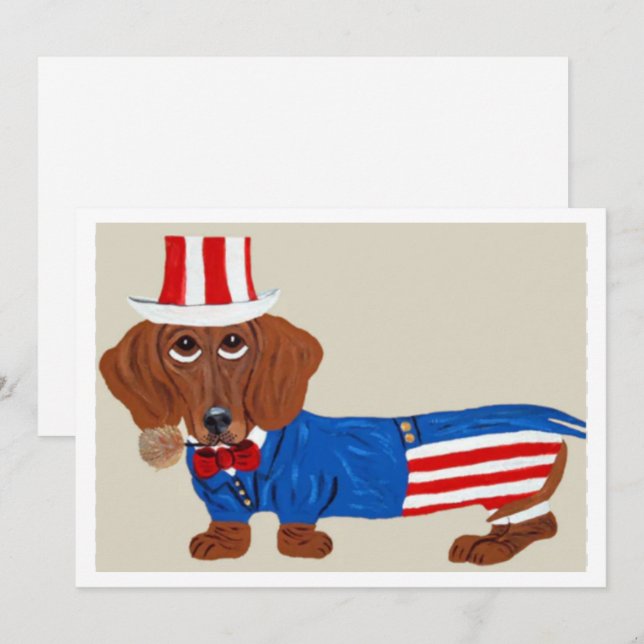 Dachshund Uncle Sam Invitation (Front/Back)