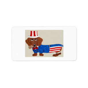 Dachshund Uncle Sam Invitation Label