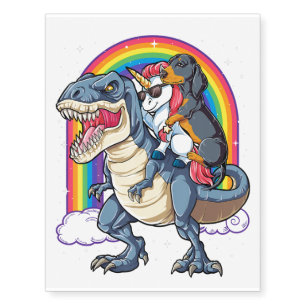 Dachshund Unicorn Dinosaur T Rex T  Kids Girls Rai Temporary Tattoos