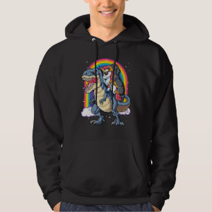Dachshund Unicorn Riding Dinosaur T rex Gifts Wome Hoodie