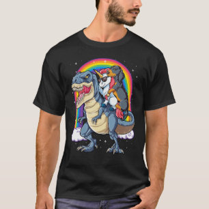 Dachshund Unicorn Riding Dinosaur T rex Gifts Wome T-Shirt