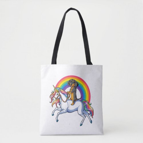 Dachshund Unicorn T shirt Girls Space Galaxy Rainb Tote Bag