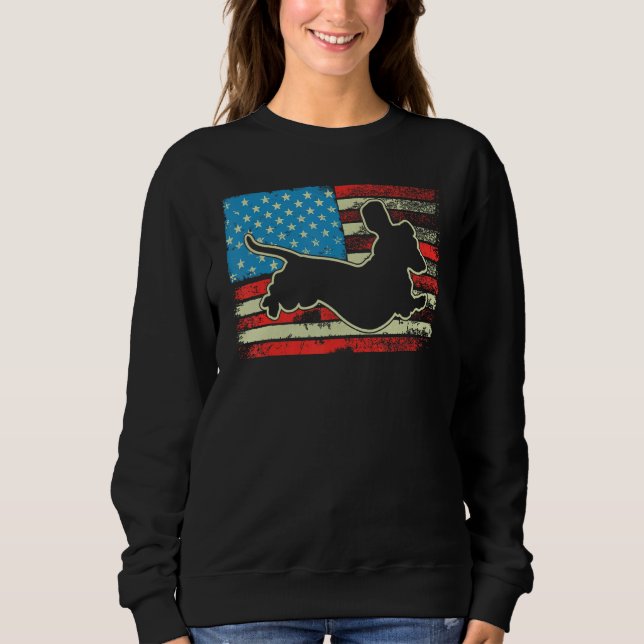 Dachshund USA Flag Doxie Weiner Dog 4th of July Pa Sweatshirt (Front)