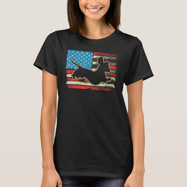 Dachshund USA Flag Doxie Weiner Dog 4th of July Pa T-Shirt (Front)