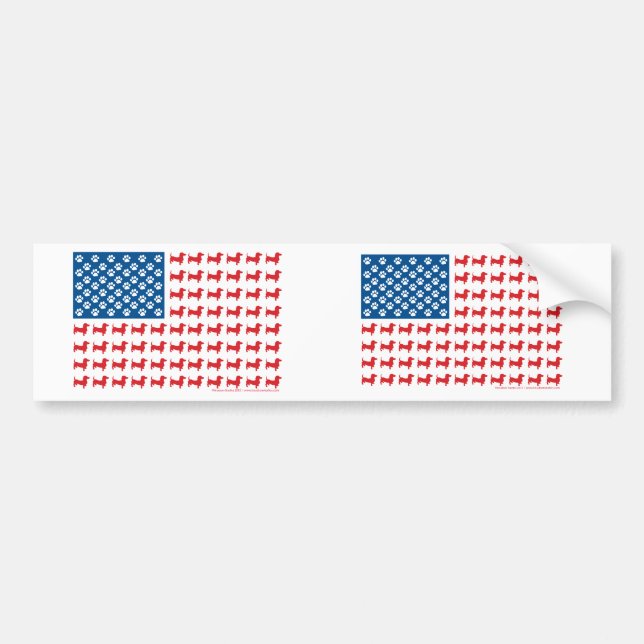 Dachshund USA Patriotic Flag Bumper Sticker (Front)