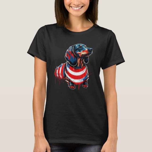 Dachshund USA patriotic US Flag Gifts Dog Lover_7 T-Shirt (Front)