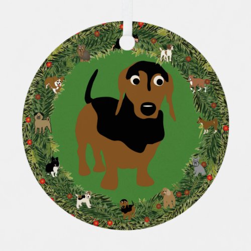 Dachshund v4 Christmas Metal Ornament