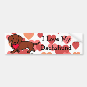 Dachshund Valentine Cartoon Bumper Sticker