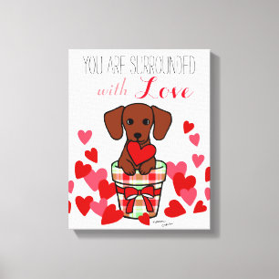 Dachshund Valentine Cartoon Canvas Print