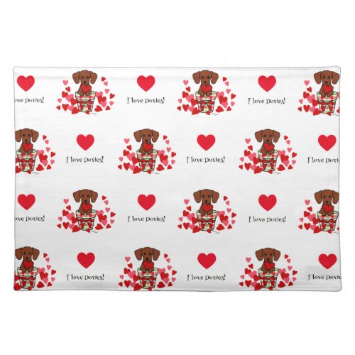 Dachshund Valentine Cartoon Cloth Placemat