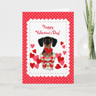 Dachshund Valentine Cartoon Holiday Card