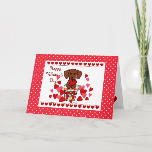 Dachshund Valentine Cartoon Holiday Card