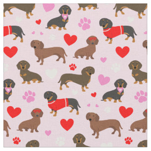 Dachshund Valentine Fabric