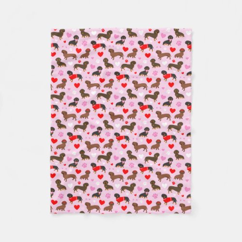 Dachshund Valentine Fleece Blanket
