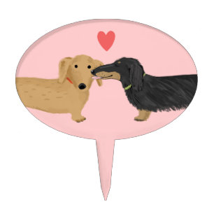 Dachshund Valentine Kiss Cake Topper