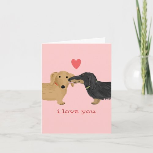 Dachshund Valentine Kiss Cute Dogs Valentines Day Holiday Card