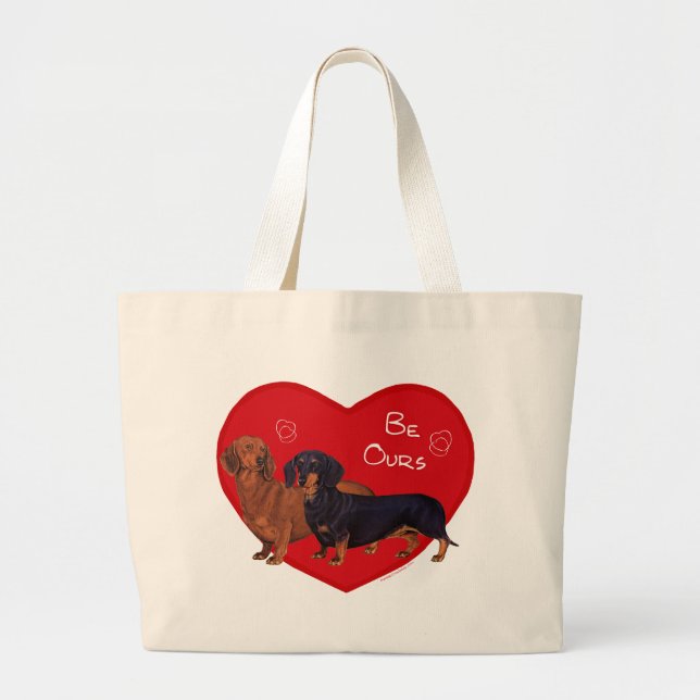 Dachshund Valentine Large Tote Bag (Front)