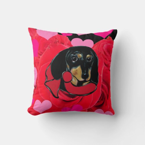 DACHSHUND VALENTINE THROW PILLOW