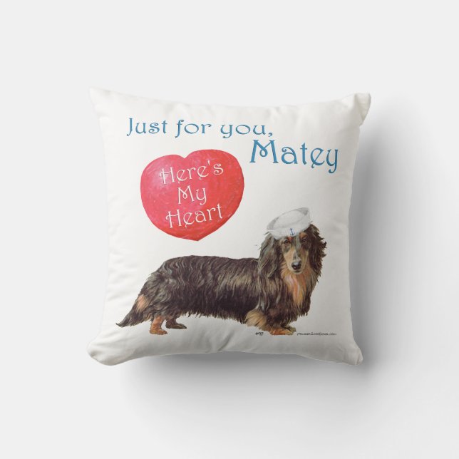 Dachshund Valentine Throw Pillow (Front)