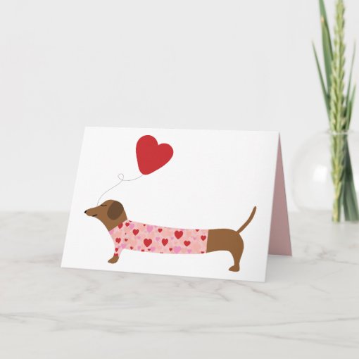 Dachshund Valentine, Valentine's Day Pink and Red Card | Zazzle
