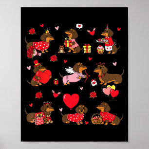Dachshund Valentines Cute Dog Wiener Dog Love Poster