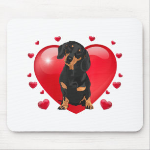 Dachshund Valentines Day Gif  Distressed Mom Dog L Mouse Pad