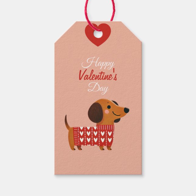 Dachshund Valentine's Day Gift Tag (Front)