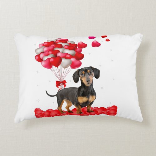 Dachshund Valentines Day Out Heart Dog Lover Accent Pillow