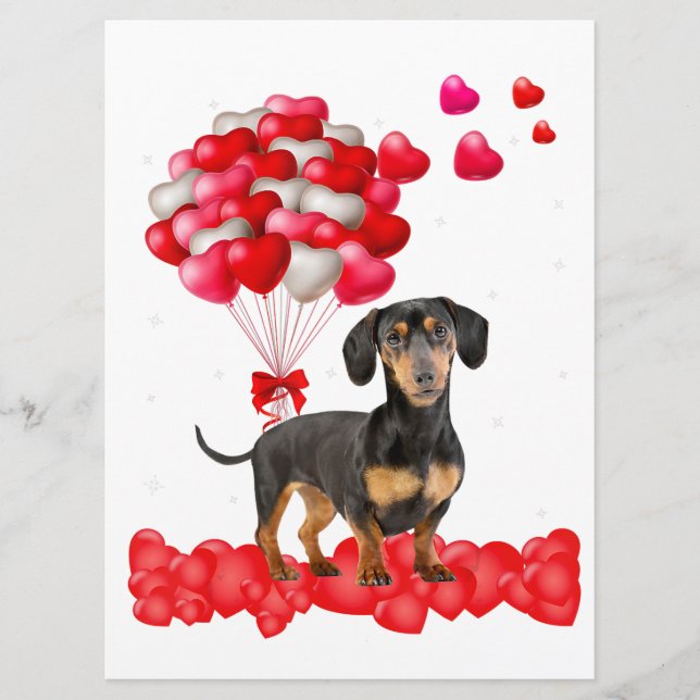 Dachshund Valentines Day Out Heart Dog Lover Menu (Front)