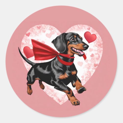 Dachshund Valentines Day Sticker Cute
