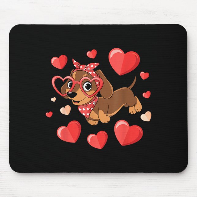 Dachshund Valentines Day Wiener Dog Lover Weenie H Mouse Pad (Front)