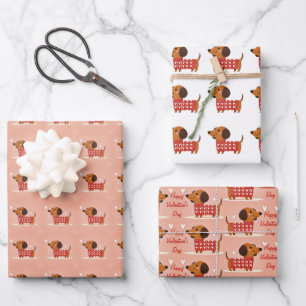 Dachshund Valentine's Day  Wrapping Paper Sheets