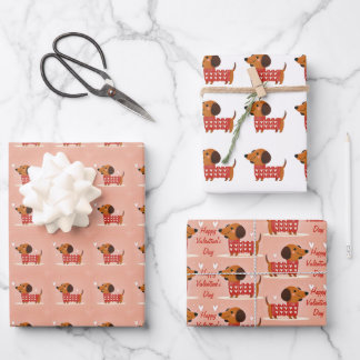 Dachshund Valentine's Day Wrapping Paper Sheets
