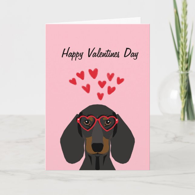 Dachshund Valentines Love Card - black and tan (Front)