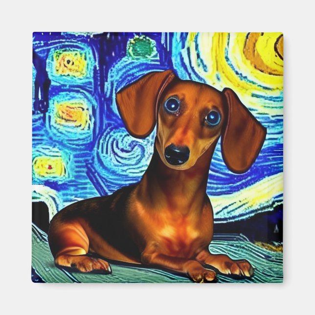 Dachshund Van Gogh Magnet (Front)